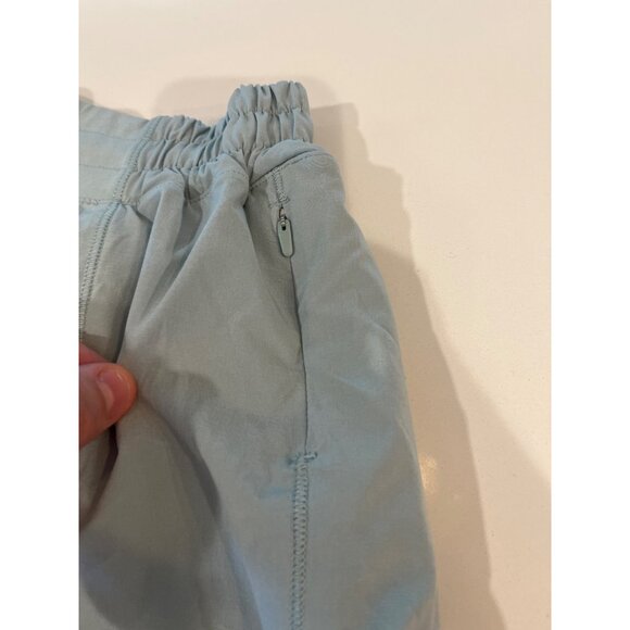 Lululemon 2 Tall Womens Light Blue Running Shorts With Mesh Detail & Elastic Wai - Picture 5 of 7